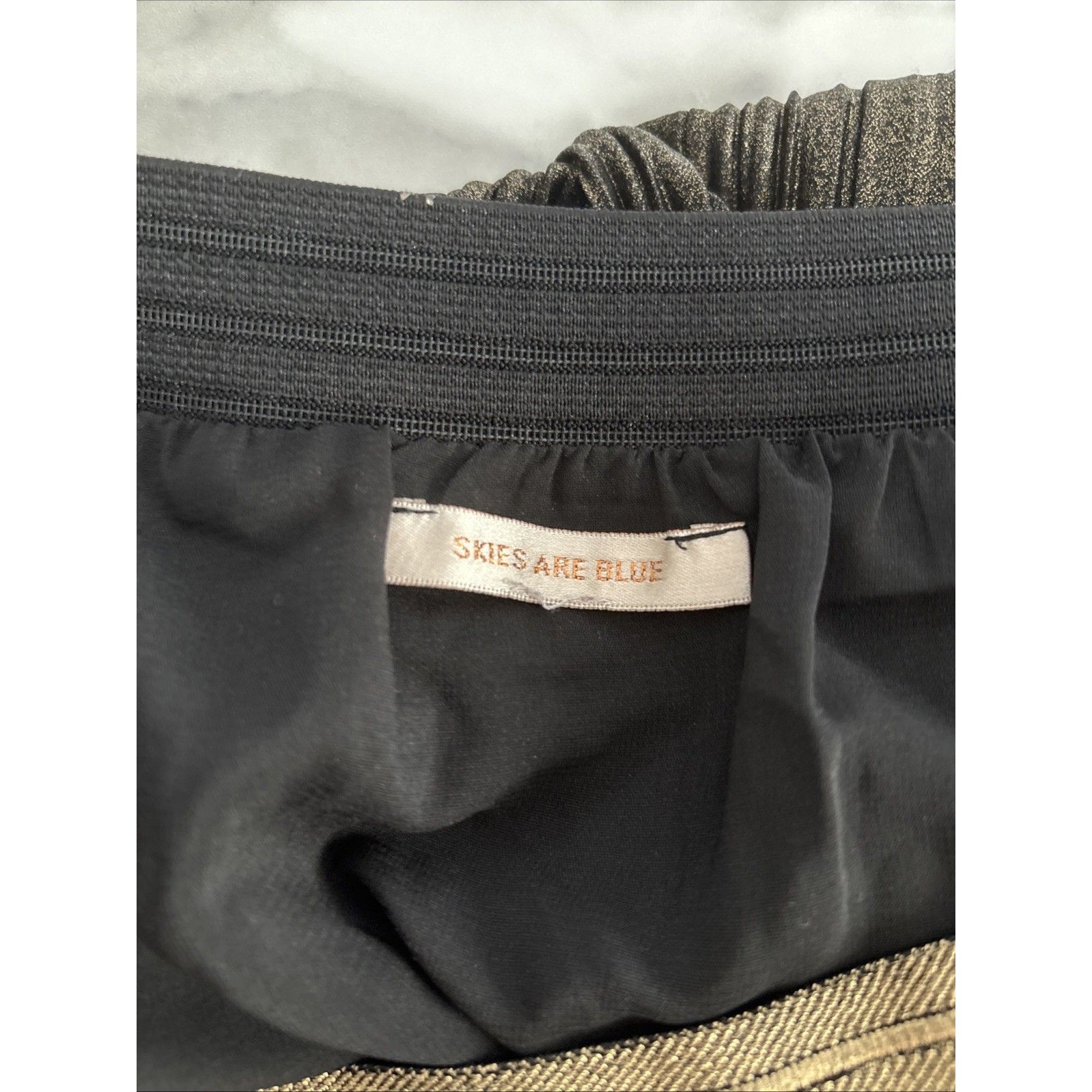Skies Are Blue Metallic Pleated Gold Bronze Accordian Shimmer Maxi Skirt — image 4 of 8